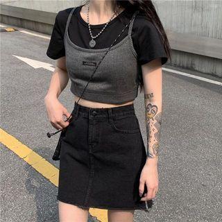 Set: Cropped Camisole + Short-sleeve T-shirt