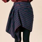 Drape-front Wool Blend Mini Skirt