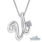 Initial Love 18k White Gold Diamond Pendant Necklace (16) - U