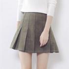 Corduroy Mini A-line Pleated Skirt