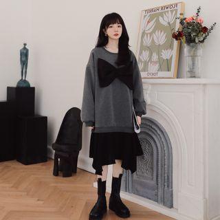 Mock Two-piece Panel Sweatshirt Skirt