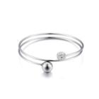 Simple And Fashion Geometric Round 316l Stainless Steel Bangle With Cubic Zirconia Silver - One Size