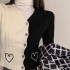 Two-tone Heart Embroidered Sweater Vest
