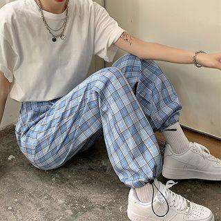 Plaid Loose-fit Cargo Pants