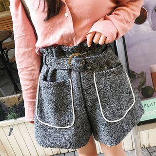 High-waist Woolen Shorts