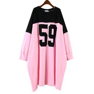 Lettering Long Pullover Pink - One Size