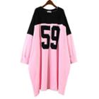 Lettering Long Pullover Pink - One Size