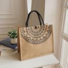 Print Linen Tote Bag Brown - One Size