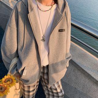 Plain Oversized Hood Zip Jacket