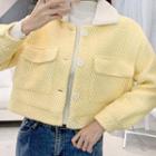 Faux-fur Collar Button Knit Jacket