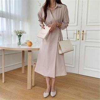 Belted Flared Maxi Wrap Dress