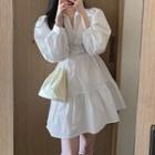 Collared Tiered Mini A-line Dress