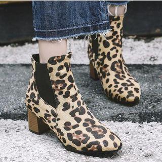 Leopard Block Heel Chelsea Boots