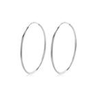 Sterling Silver Simple Fashion Geometric Round Earrings 40mm Silver - One Size
