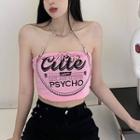 Chain Strap Lettering Cropped Halter Top / Hot Pants / Set