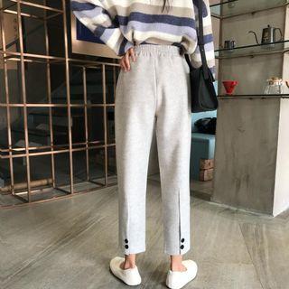 Plain Buttoned Cropped Pants
