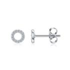 Simple Geometric Hollow Round Cubic Zircon Stud Earrings Silver - One Size