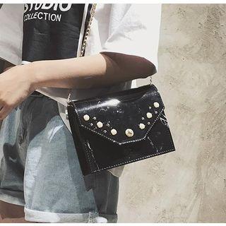 Marble Print Beaded Crossbody Bag