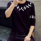 Patterned Elbow-sleeve T-shirt