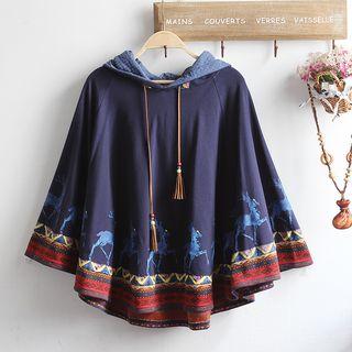 Deer Print Cape Hoodie