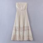 Strapless Lace Panel Midi A-line Dress
