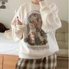 Loose-fit Long-sleeve Printed Sweatshirt White (sweatshirt) - One Size