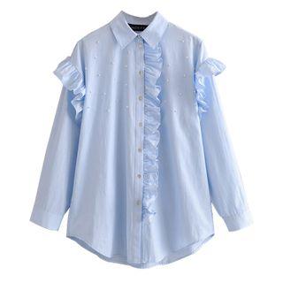 Ruffled Faux Pearl Shirt