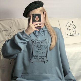 Drawstring Printed Oversize Hoodie