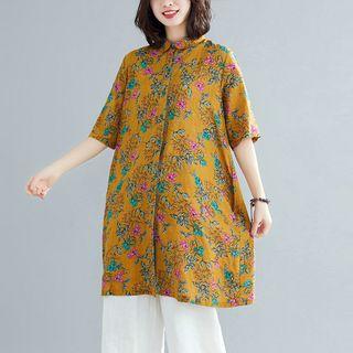 Print Semi Sleeve Medium Long Shirt
