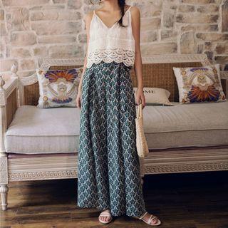 Spaghetti Strap Crocheted Knit Top White - One Size