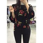 Tie-cuff Floral Print Blouse