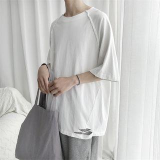 Cutout Plain Raglan T-shirt