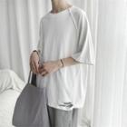 Cutout Plain Raglan T-shirt