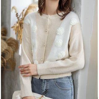 Embroidered Knit Cardigan Almond - One Size