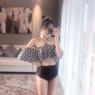 Chevron Patterned Off Shoulder Bikini