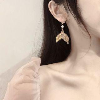 Faux Pearl Mermaid Tail Dangle Earring 1 Pair - Surgical Steel - One Size