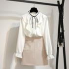 Set: Ruffled Blouse + Mini A-line Skirt