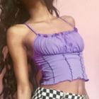 Ruched Ruffle-trim Cropped Camisole Top
