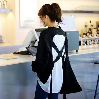 Contrast-panel Tie-back Pullover