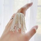 Faux Pearl Fringed Ring White - One Size