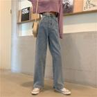 Buttoned Straight Leg Jeans