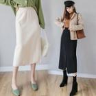 High-waist Split Hem Knit Maxi Skirt