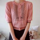 Elbow-sleeve Embroidered Cardigan