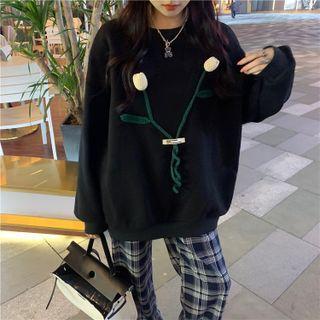 Long-sleeve Flower Embroidered Sweatshirt
