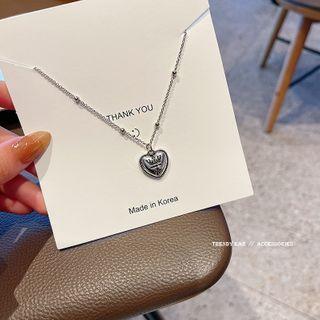 Heart Pendant Alloy Necklace X278 - Silver - One Size