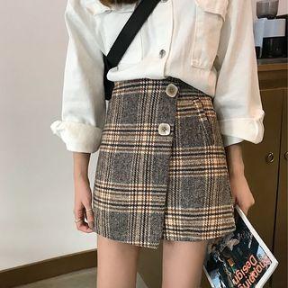 Plaid Wrap Mini Skirt