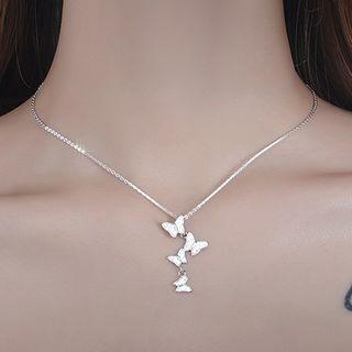 Butterfly Necklace Necklace - Silver - One Size