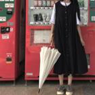 Elbow-sleeve T-shirt / Midi Pinafore Dress / Belt