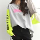 Color-block Letter T-shirt Gray - One Size