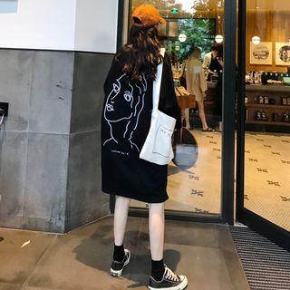Printed Back Long-sleeve T-shirt Dress